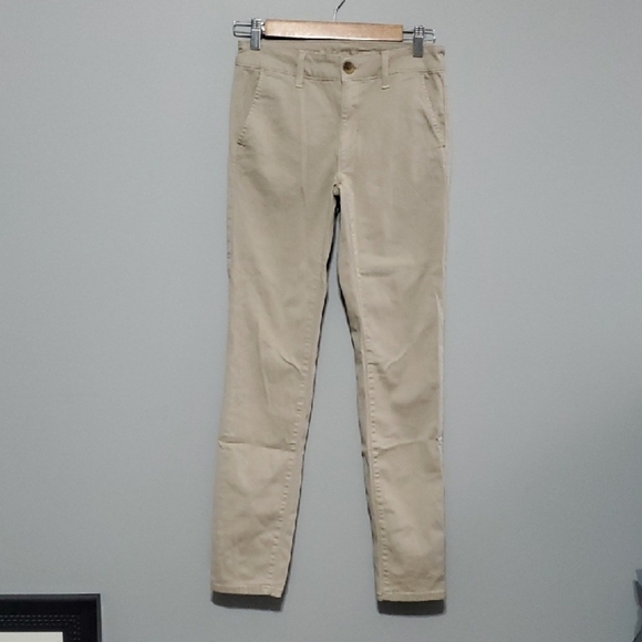 American EAGLE outfitters Beige Slim Fit Skinny Pants Flat Front Chino - Picture 1 of 14